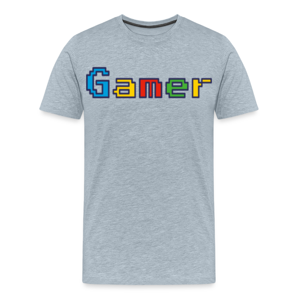 Gamer Retro Pixel Color Font For Video Game Gifts Men's Premium T-Shirt - heather ice blue