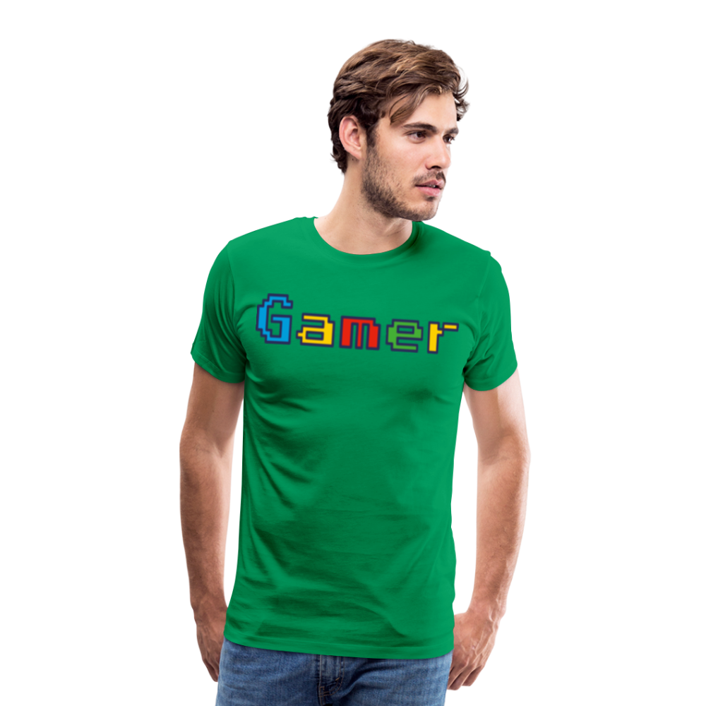 Gamer Retro Pixel Color Font For Video Game Gifts Men's Premium T-Shirt - kelly green