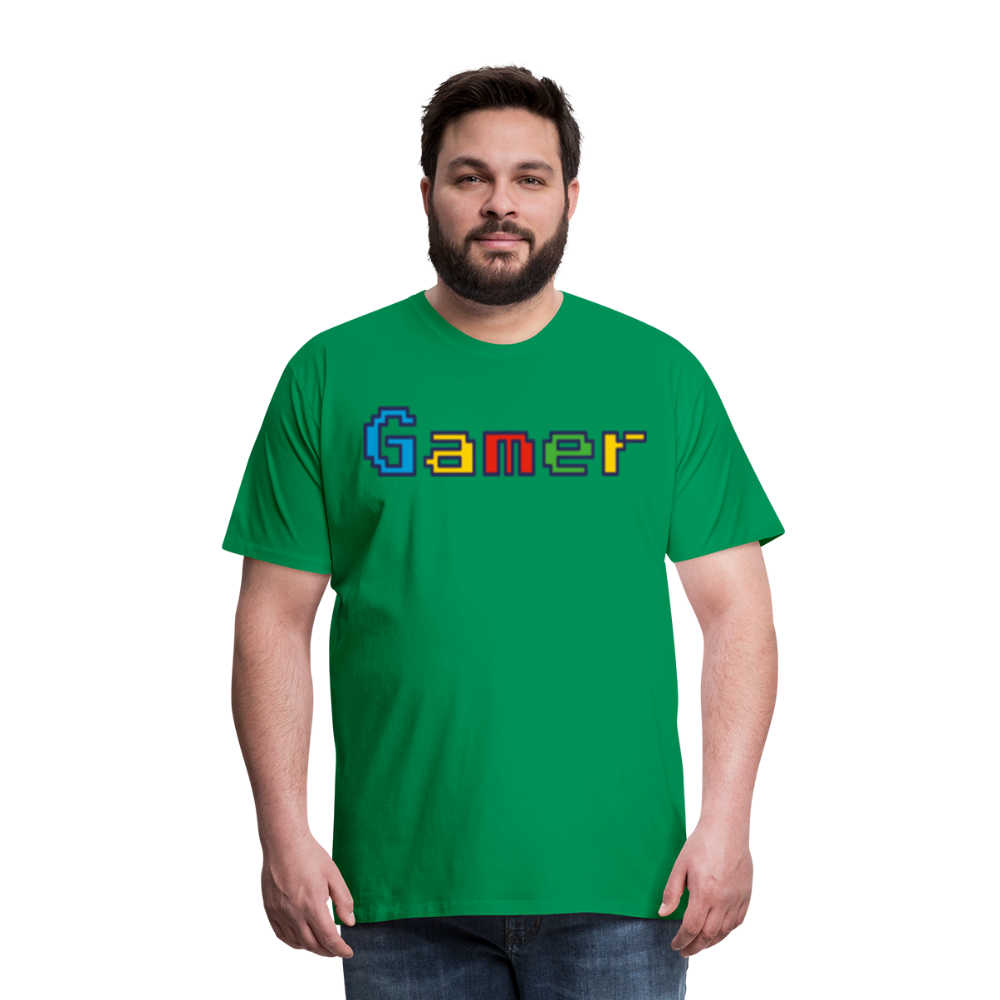 Gamer Retro Pixel Color Font For Video Game Gifts Men's Premium T-Shirt - kelly green