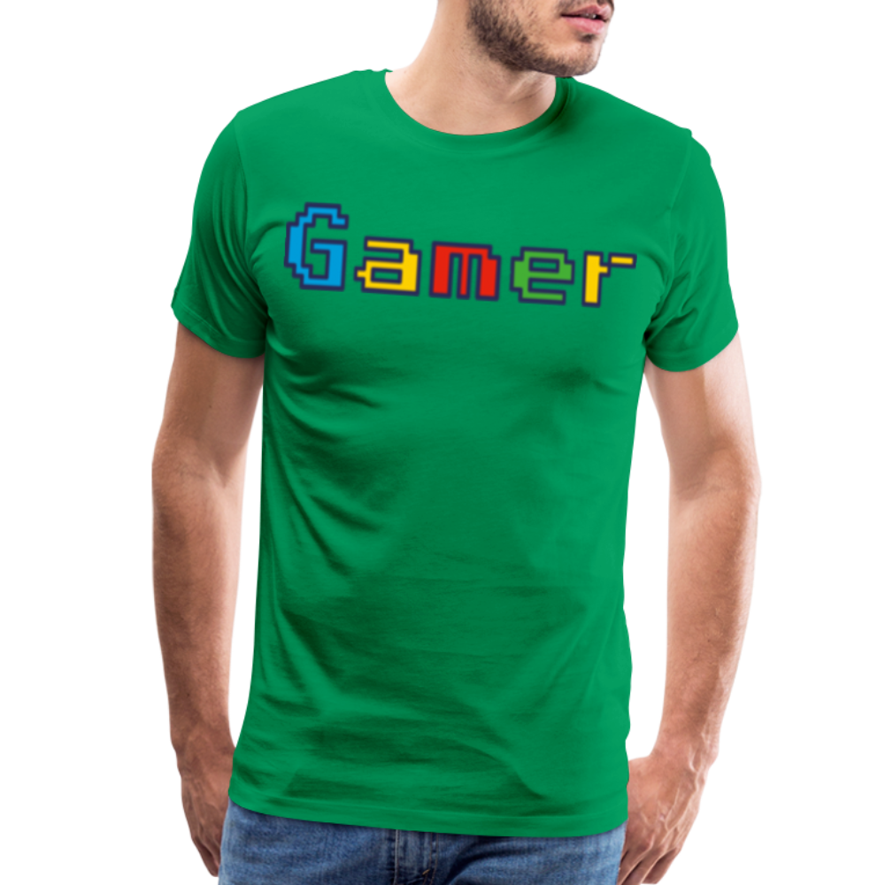 Gamer Retro Pixel Color Font For Video Game Gifts Men's Premium T-Shirt - kelly green