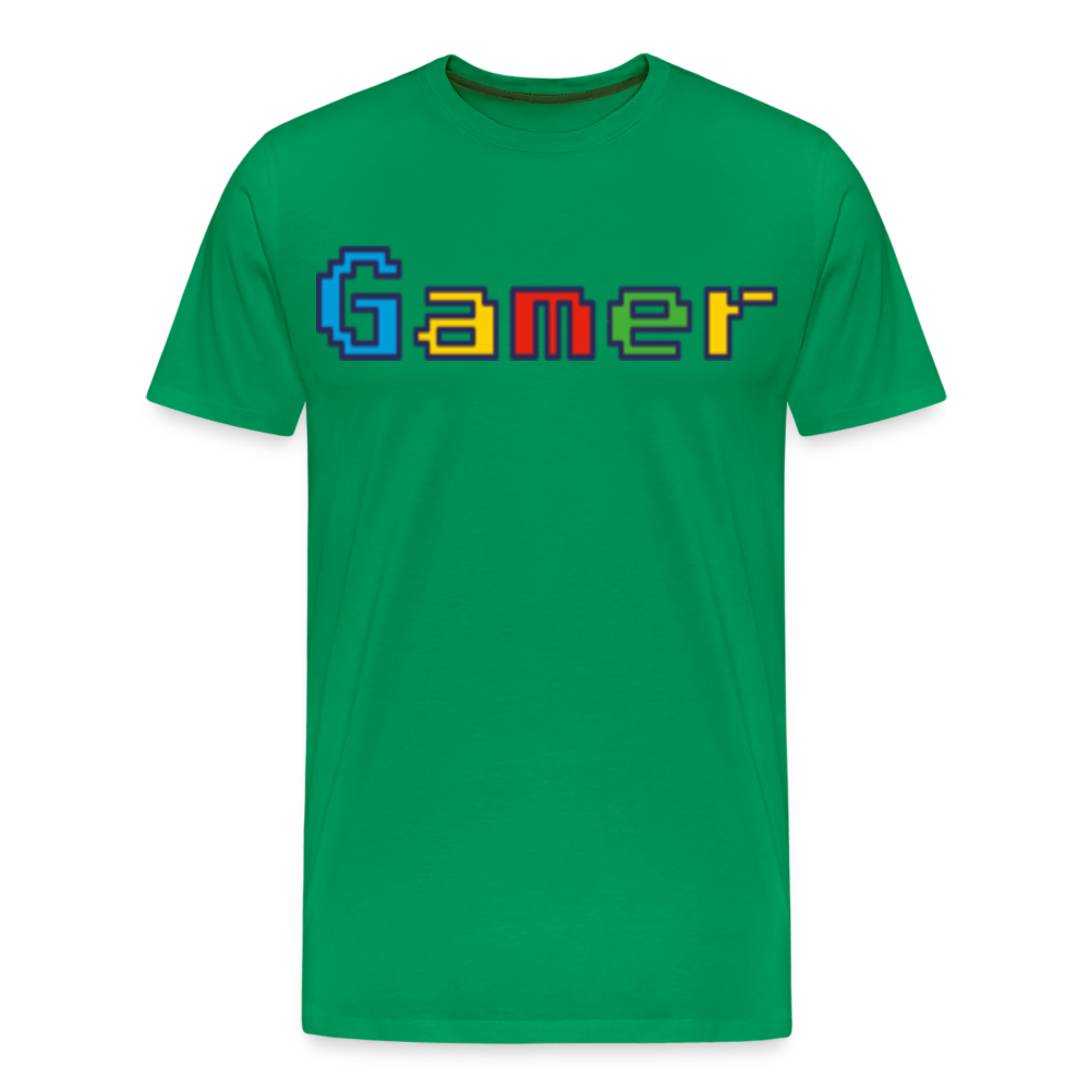 Gamer Retro Pixel Color Font For Video Game Gifts Men's Premium T-Shirt - kelly green