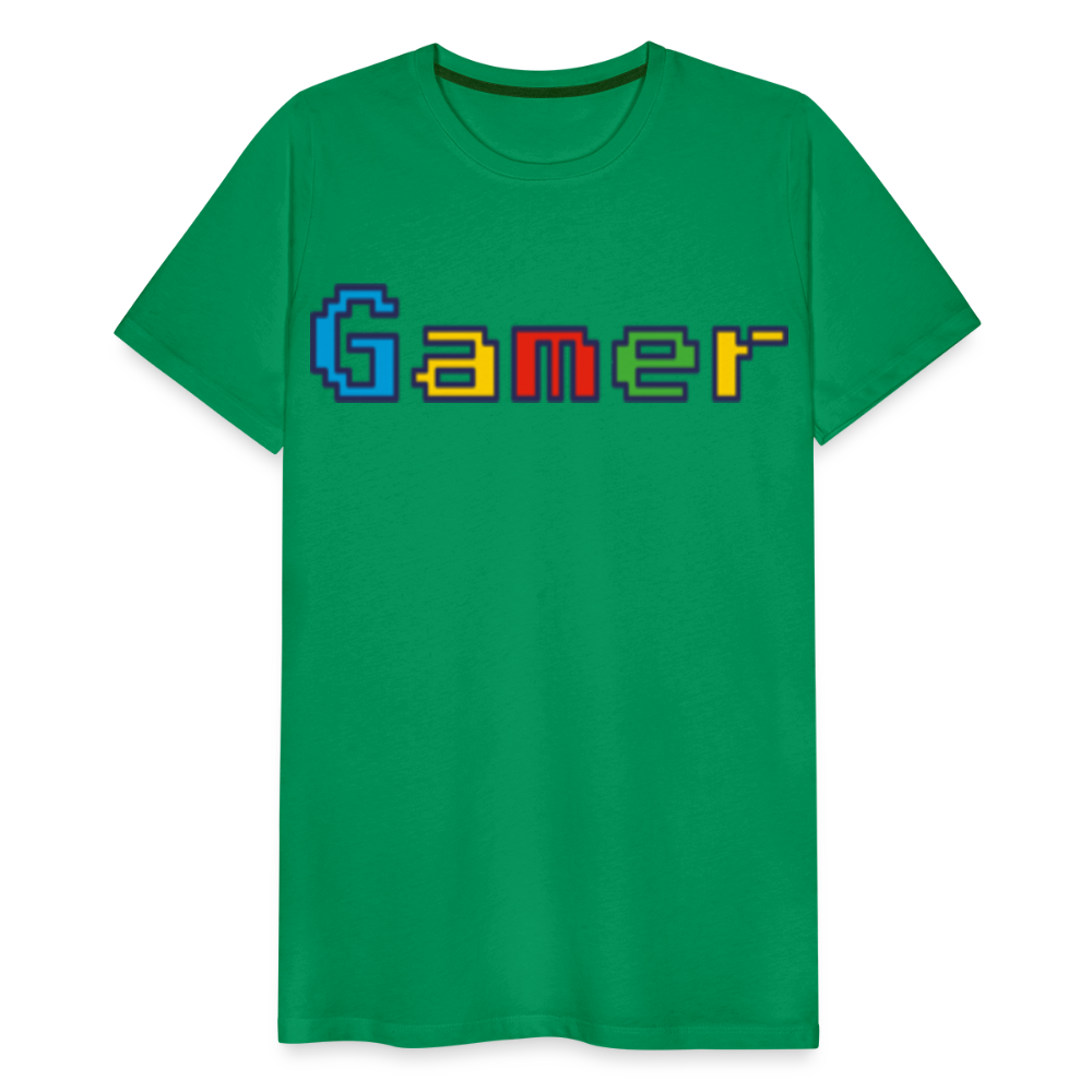 Gamer Retro Pixel Color Font For Video Game Gifts Men's Premium T-Shirt - kelly green