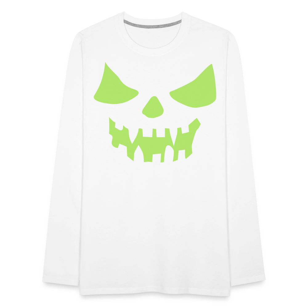 GLOW IN THE DARK STYLED SCARY FACE Men's Premium Long Sleeve T-Shirt - white