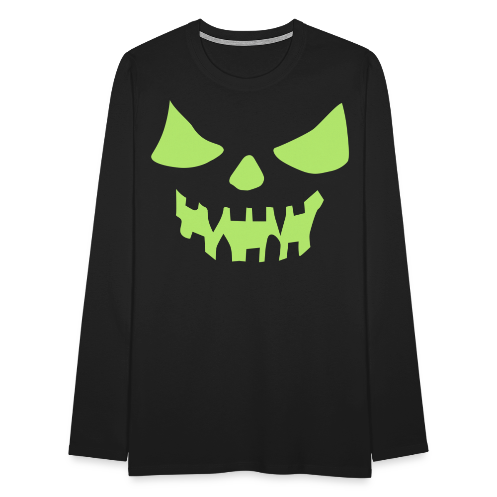 GLOW IN THE DARK STYLED SCARY FACE Men's Premium Long Sleeve T-Shirt - black