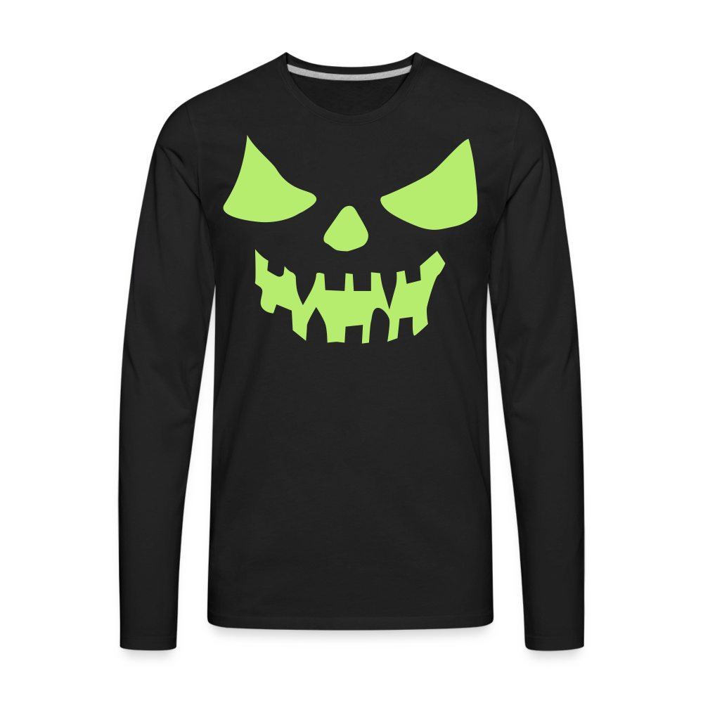 GLOW IN THE DARK STYLED SCARY FACE Men's Premium Long Sleeve T-Shirt - black