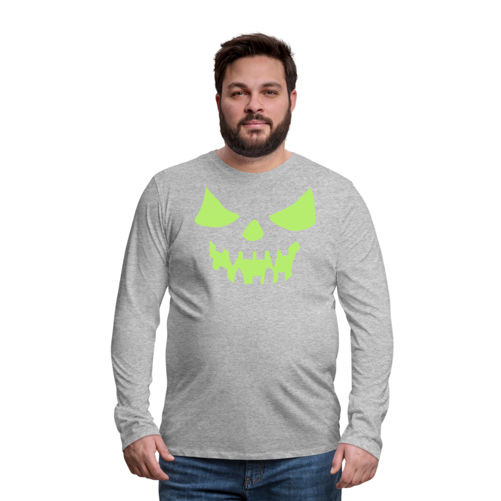 GLOW IN THE DARK STYLED SCARY FACE Men's Premium Long Sleeve T-Shirt - heather gray