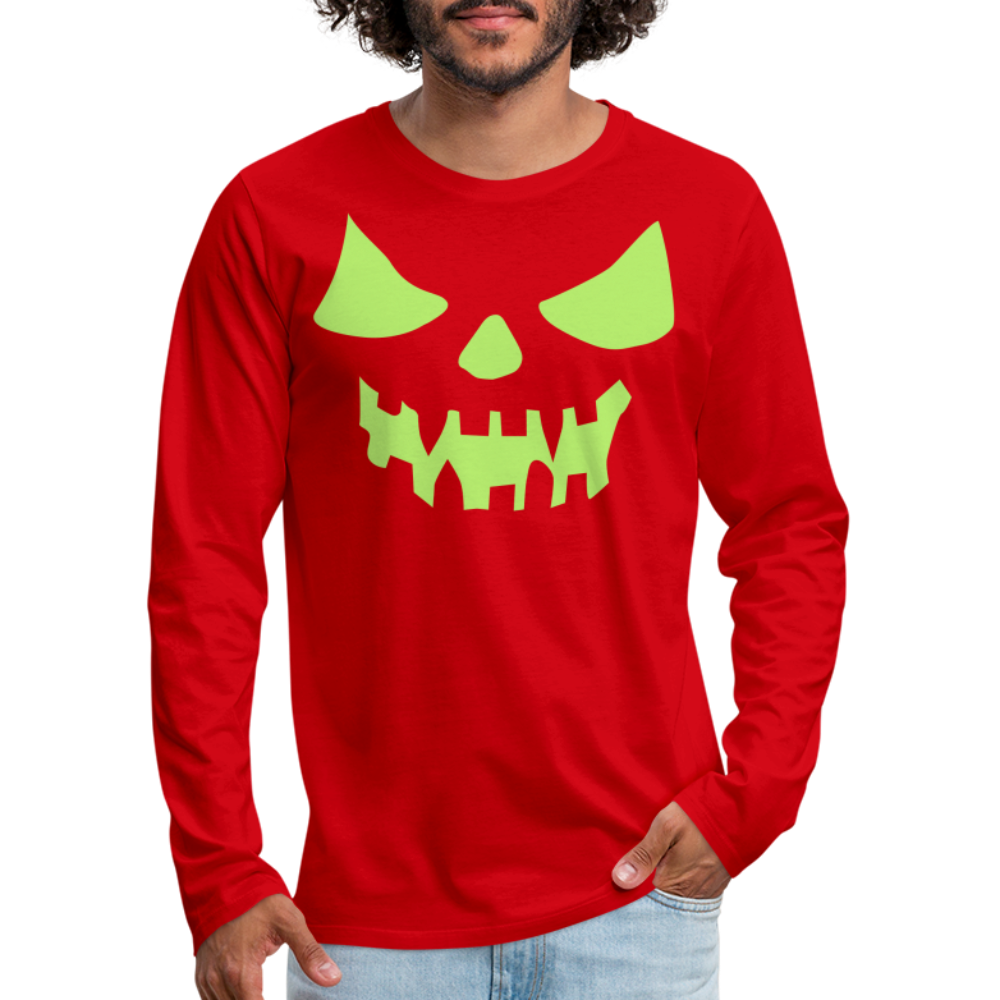 GLOW IN THE DARK STYLED SCARY FACE Men's Premium Long Sleeve T-Shirt - red