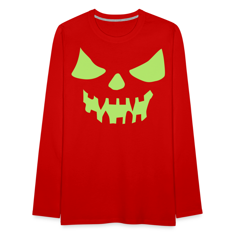 GLOW IN THE DARK STYLED SCARY FACE Men's Premium Long Sleeve T-Shirt - red