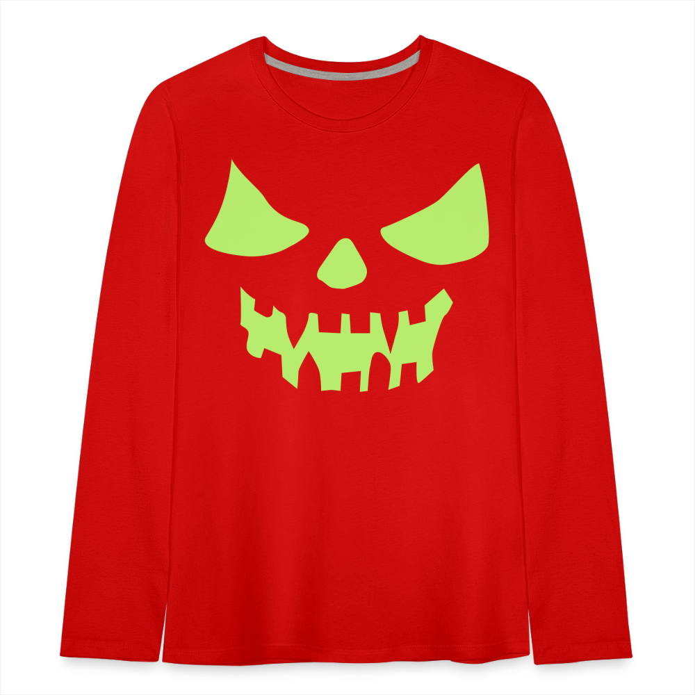 GLOW IN THE DARK STYLED SCARY FACE Kids' Premium Long Sleeve T-Shirt - red