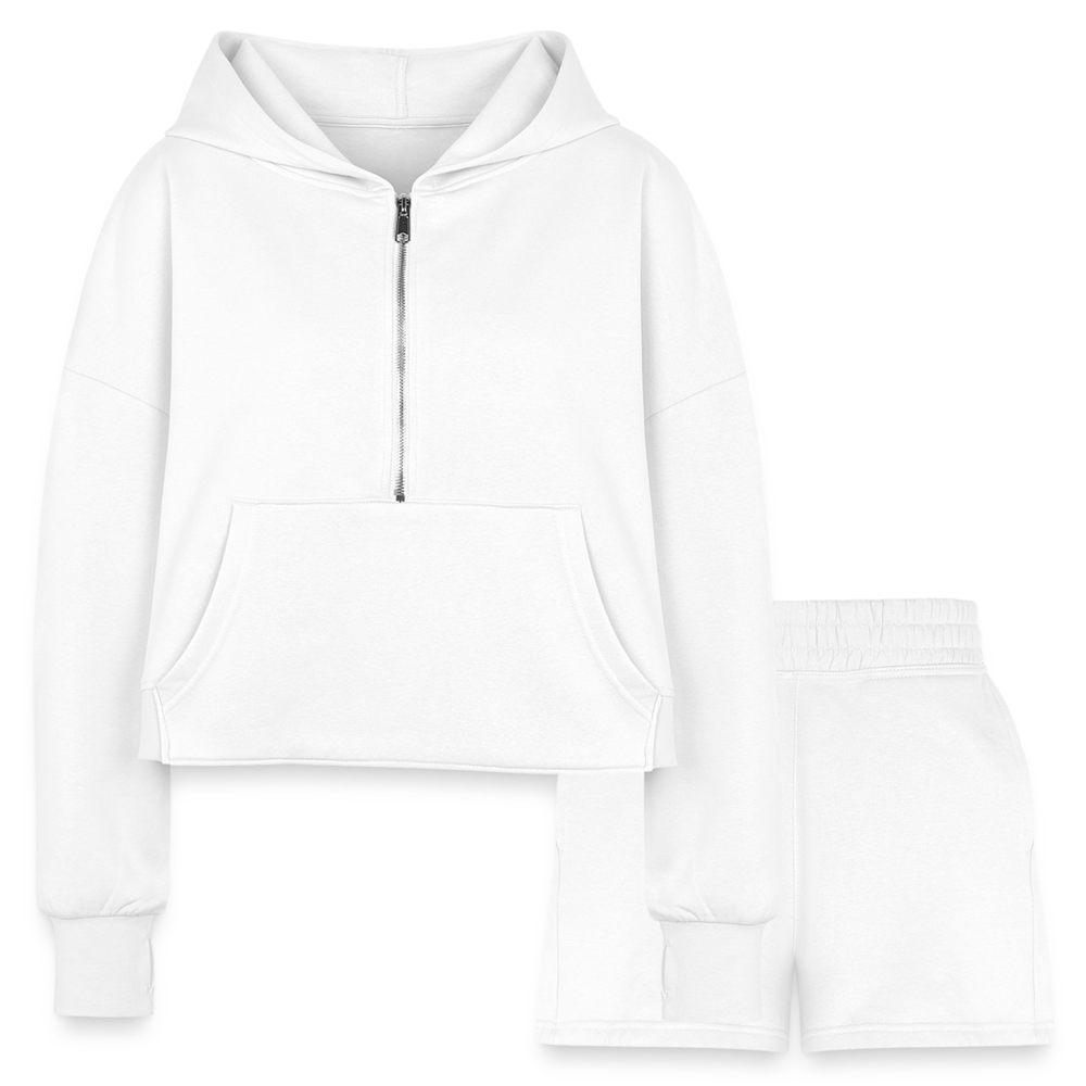 Customizable Women’s Cropped Hoodie & Jogger Short Set add your own photos, images, designs, quotes, texts and more - white