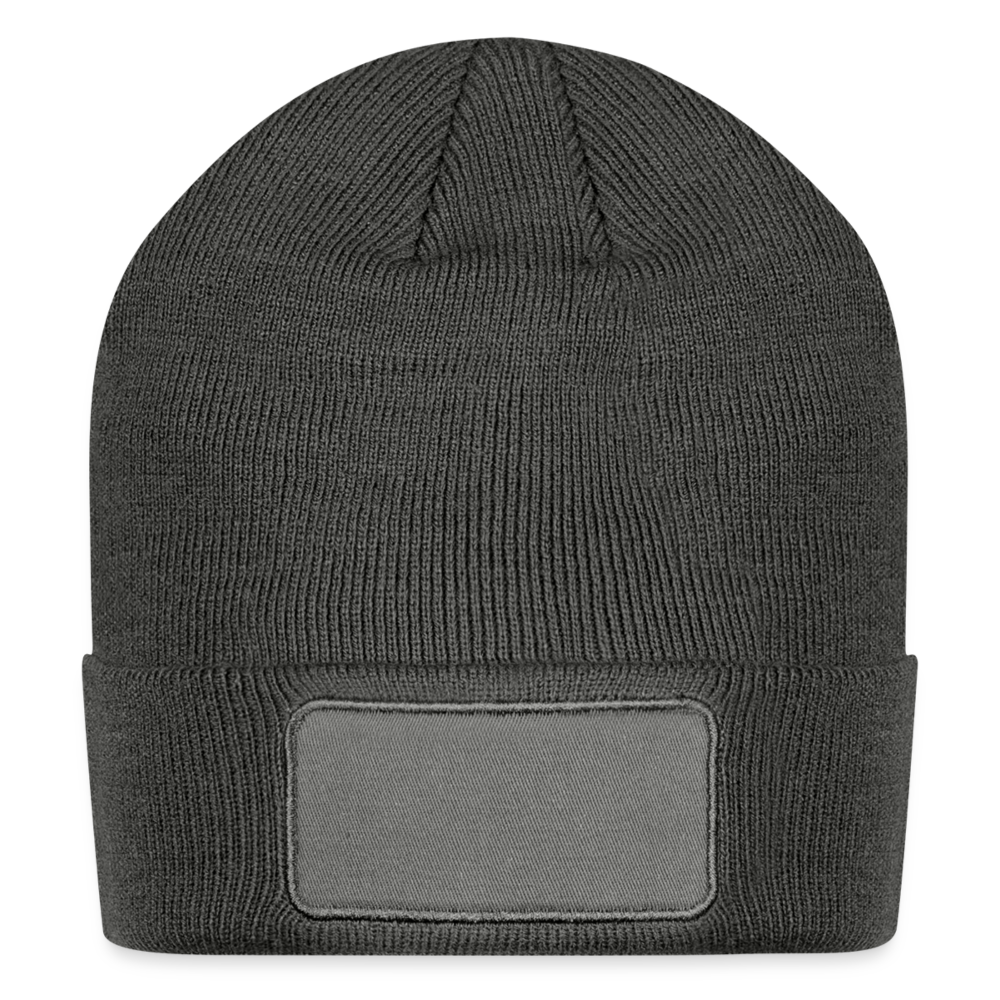 Customizable Patch Beanie add your own photos, images, designs, quotes, texts and more - charcoal grey