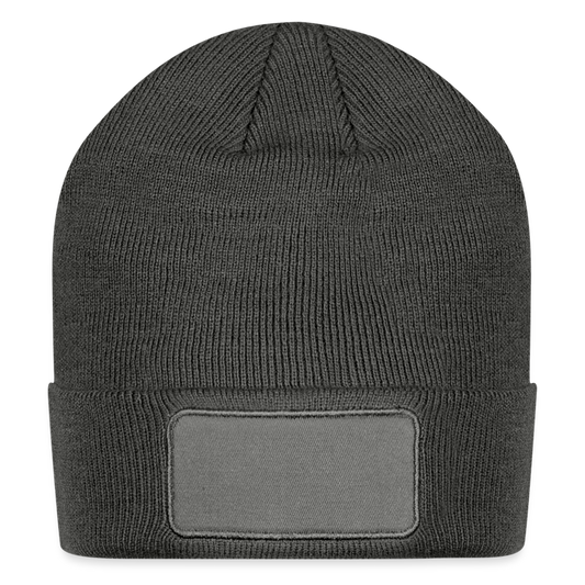 Customizable Patch Beanie add your own photos, images, designs, quotes, texts and more - charcoal grey