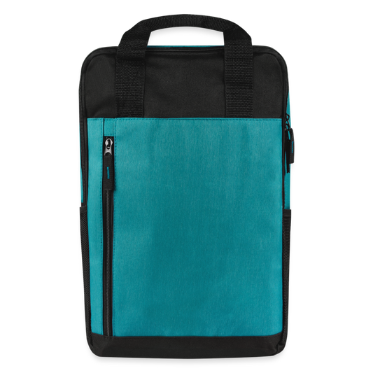 Customizable Laptop Backpack add your own photos, images, designs, quotes, texts and more - heather teal/black