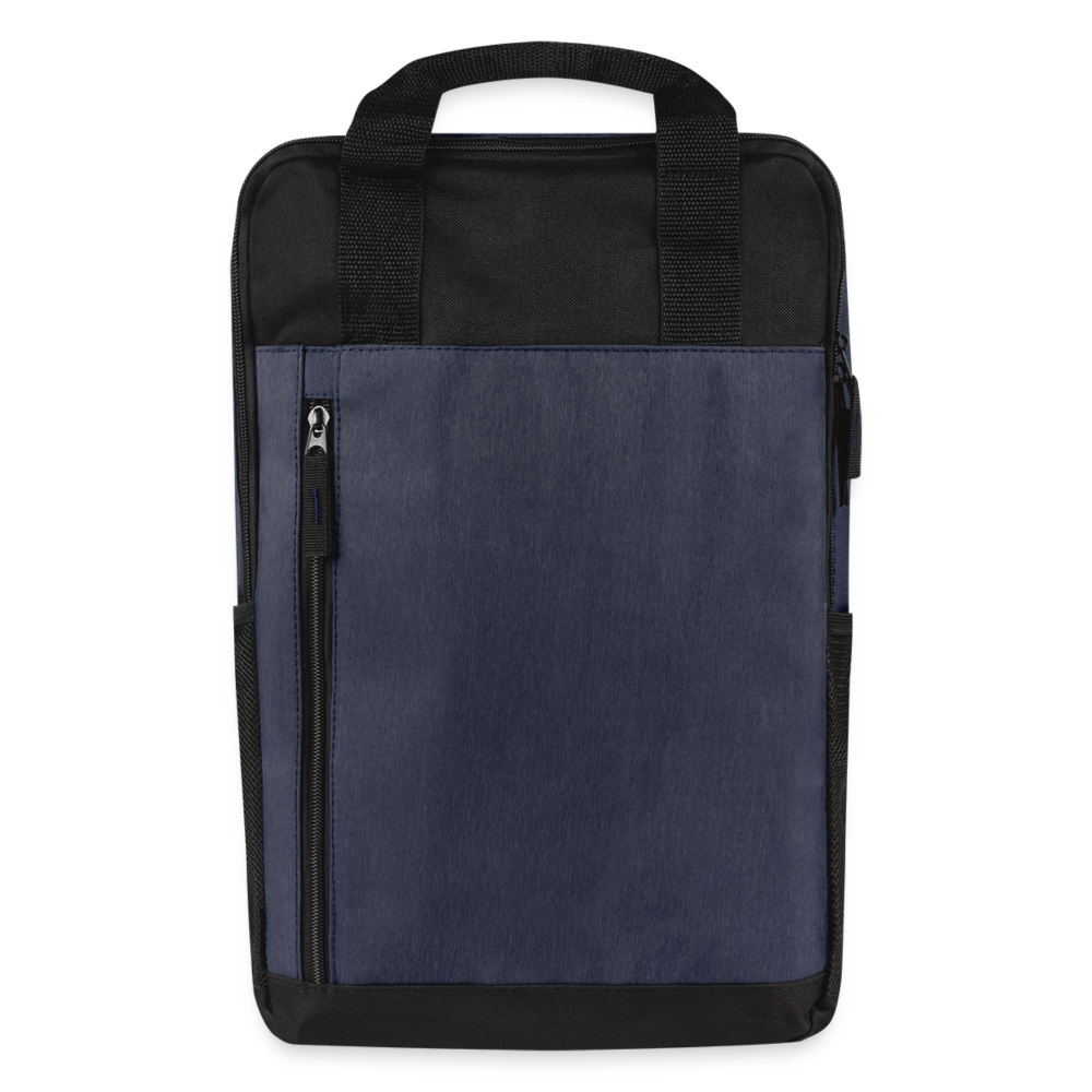 Customizable Laptop Backpack add your own photos, images, designs, quotes, texts and more - heather navy/black