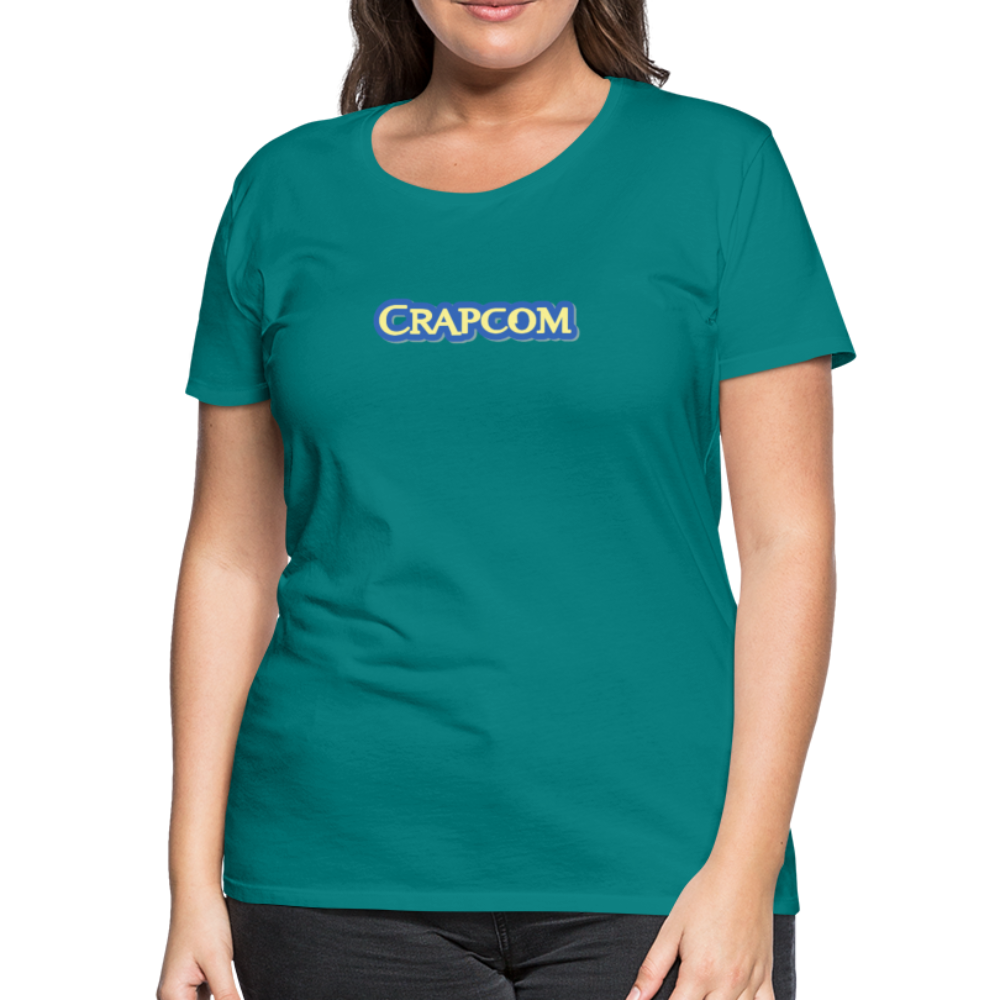 Crapcom funny parody Videogame Gift for Gamers & PC players Women’s Premium T-Shirt - teal