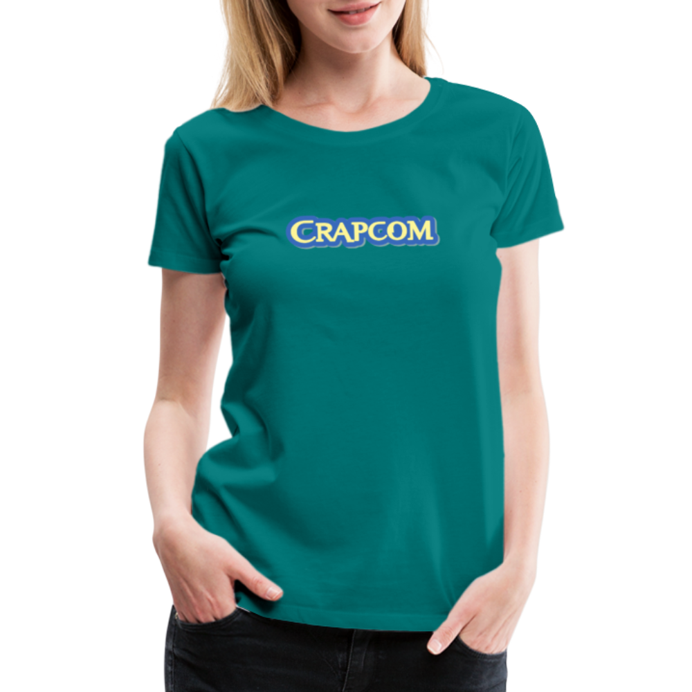 Crapcom funny parody Videogame Gift for Gamers & PC players Women’s Premium T-Shirt - teal