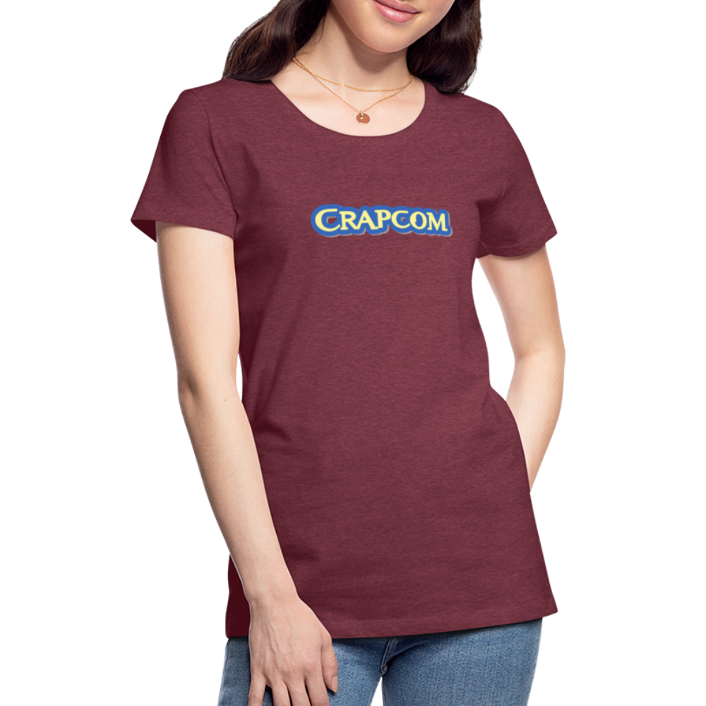 Crapcom funny parody Videogame Gift for Gamers & PC players Women’s Premium T-Shirt - heather burgundy