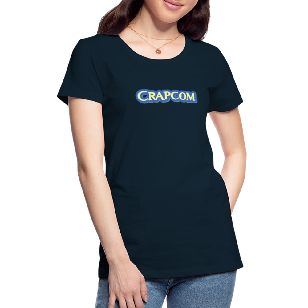 Crapcom funny parody Videogame Gift for Gamers & PC players Women’s Premium T-Shirt - deep navy