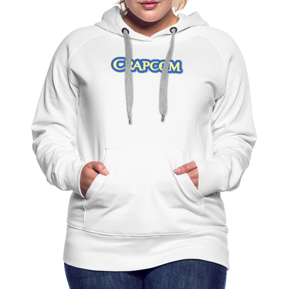 Crapcom funny parody Videogame Gift for Gamers & PC players Women’s Premium Hoodie - white