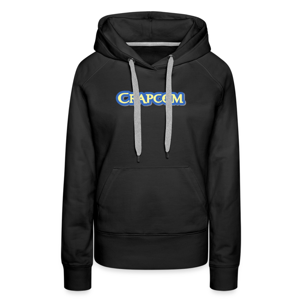 Crapcom funny parody Videogame Gift for Gamers & PC players Women’s Premium Hoodie - black