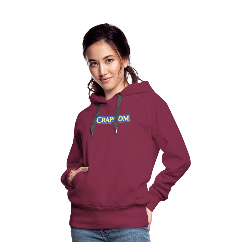 Crapcom funny parody Videogame Gift for Gamers & PC players Women’s Premium Hoodie - burgundy