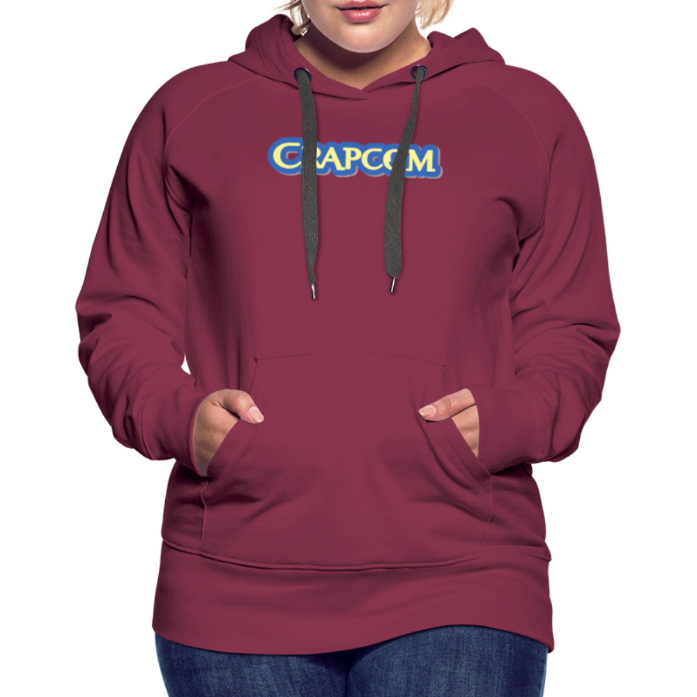 Crapcom funny parody Videogame Gift for Gamers & PC players Women’s Premium Hoodie - burgundy
