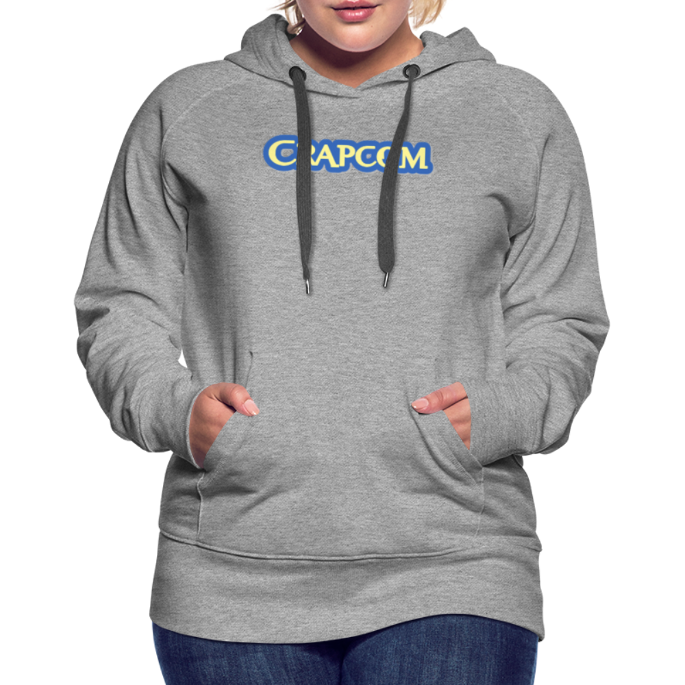 Crapcom funny parody Videogame Gift for Gamers & PC players Women’s Premium Hoodie - heather grey