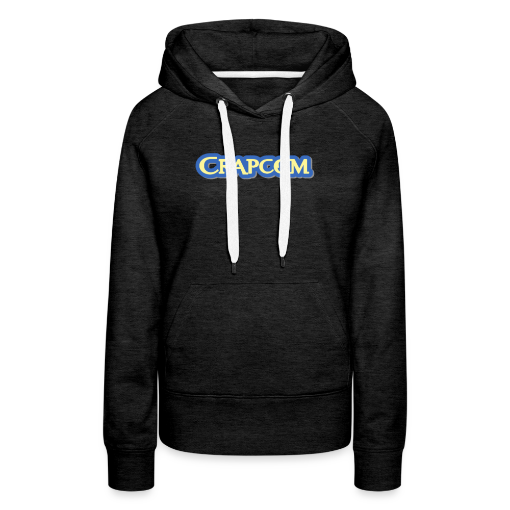 Crapcom funny parody Videogame Gift for Gamers & PC players Women’s Premium Hoodie - charcoal grey