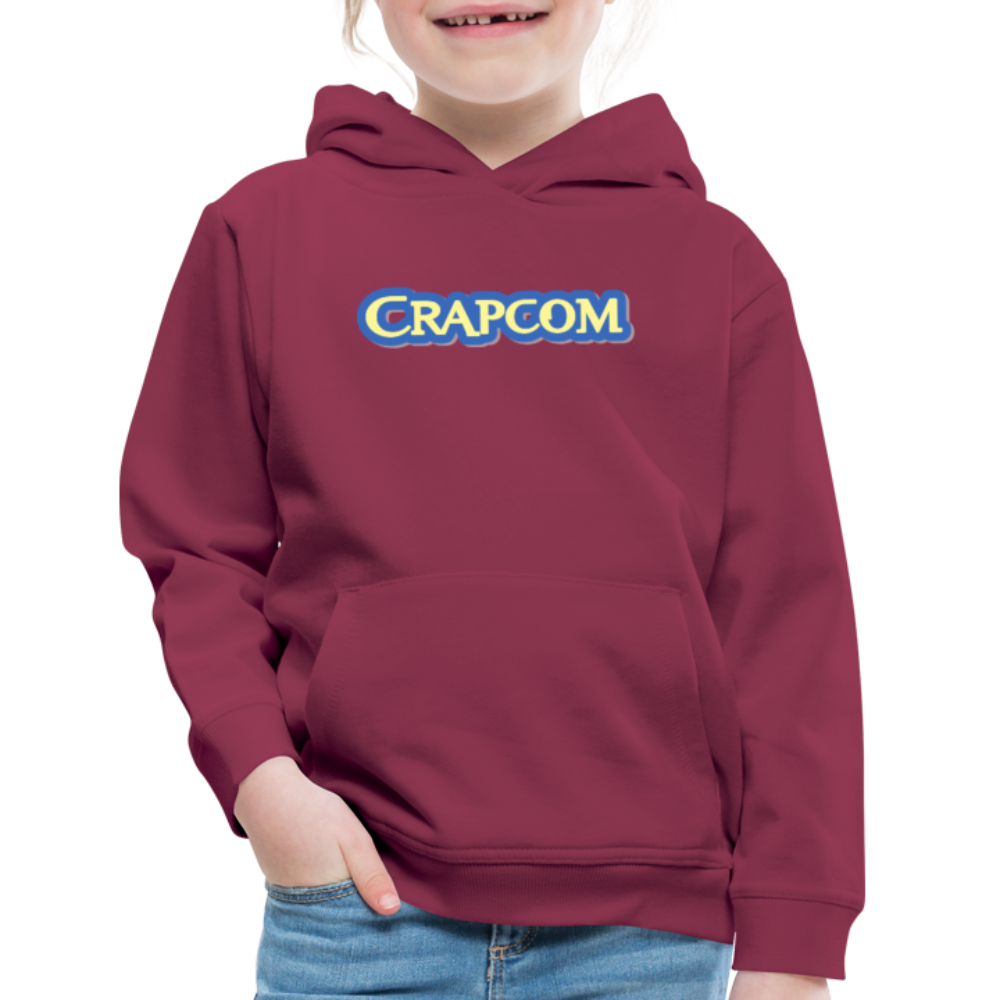 Crapcom funny parody Videogame Gift for Gamers & PC players Kids‘ Premium Hoodie - burgundy