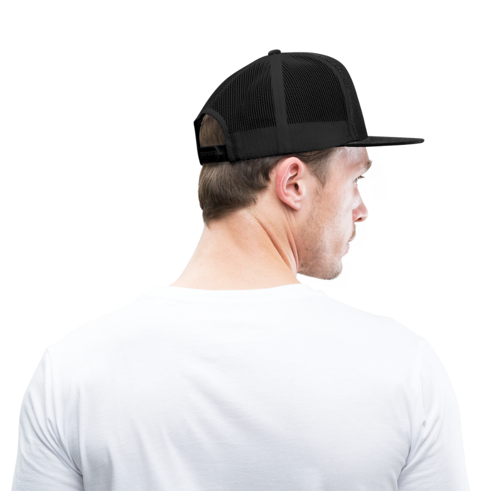 Customizable Trucker Cap ADD YOUR OWN PHOTO, IMAGES, DESIGNS, QUOTES AND MORE - black/black