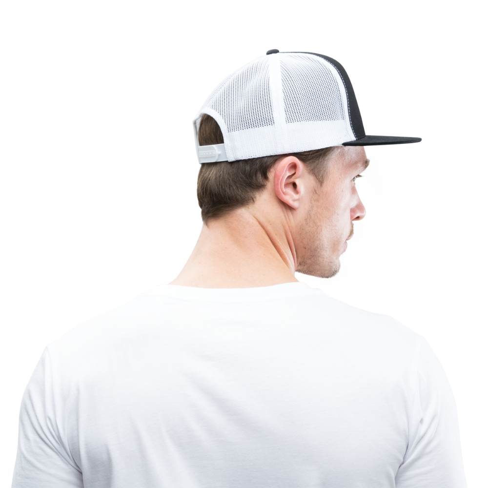 Customizable Trucker Cap ADD YOUR OWN PHOTO, IMAGES, DESIGNS, QUOTES AND MORE - black/white