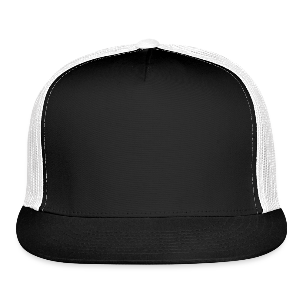 Customizable Trucker Cap ADD YOUR OWN PHOTO, IMAGES, DESIGNS, QUOTES AND MORE - black/white