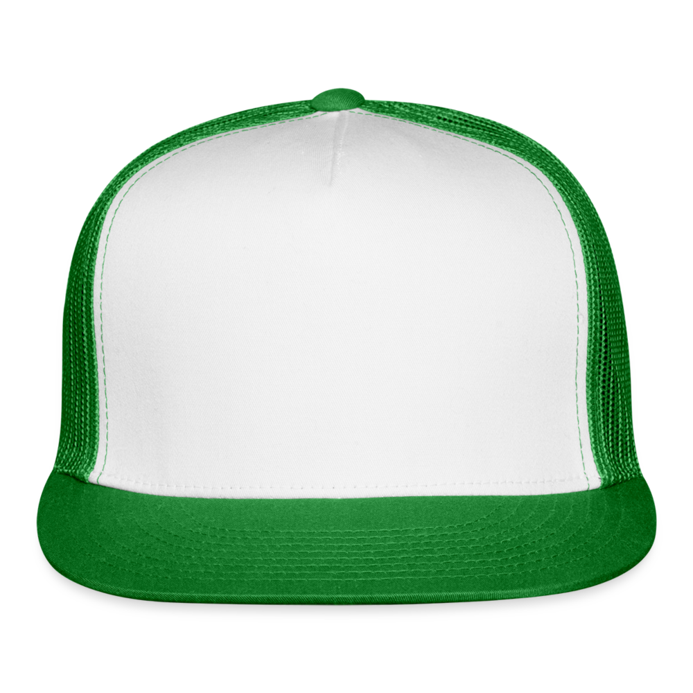 Customizable Trucker Cap ADD YOUR OWN PHOTO, IMAGES, DESIGNS, QUOTES AND MORE - white/kelly green