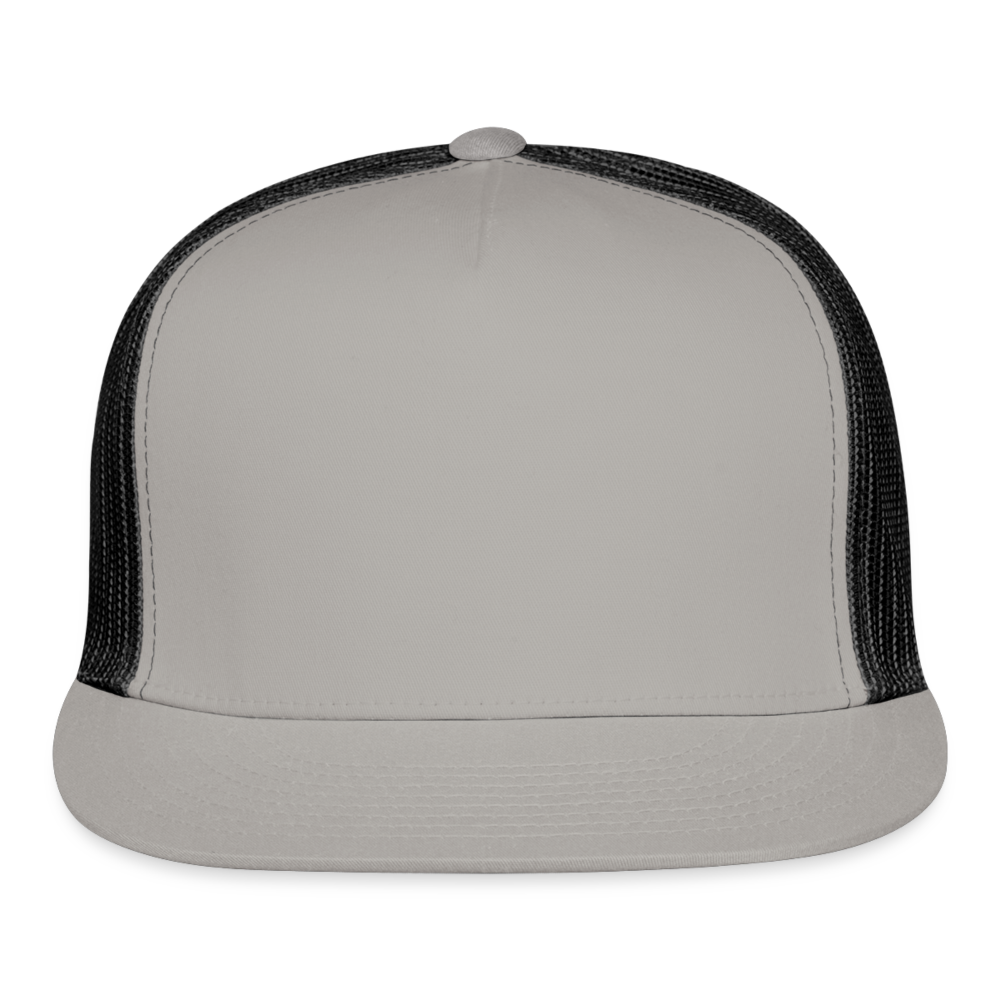 Customizable Trucker Cap ADD YOUR OWN PHOTO, IMAGES, DESIGNS, QUOTES AND MORE - gray/black