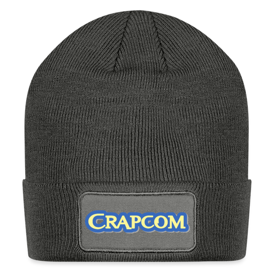Crapcom funny parody Videogame Gift for Gamers & PC players Patch Beanie - charcoal grey