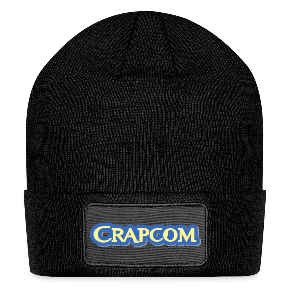 Crapcom funny parody Videogame Gift for Gamers & PC players Patch Beanie - black