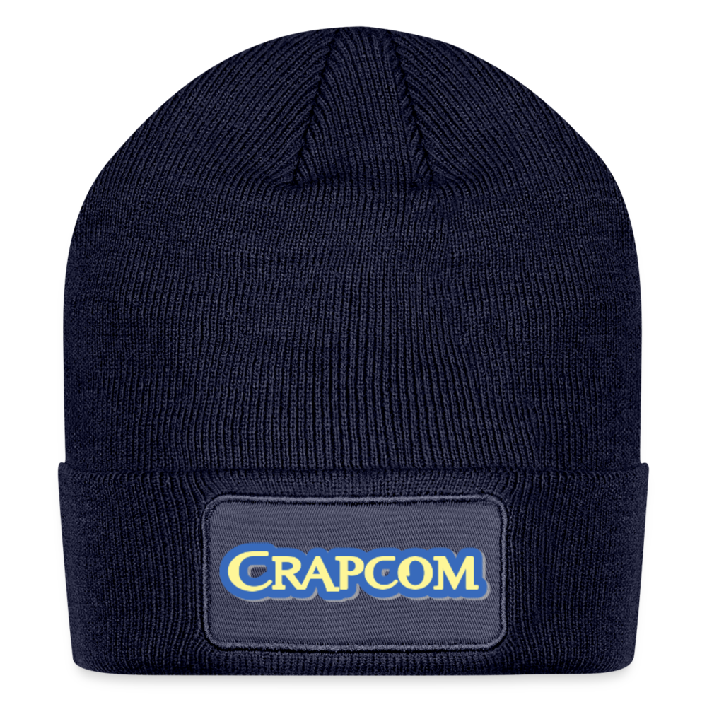 Crapcom funny parody Videogame Gift for Gamers & PC players Patch Beanie - navy