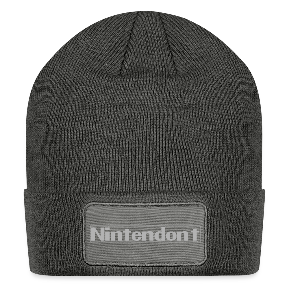 Nintendont funny parody Videogame Gift for Gamers Patch Beanie - charcoal grey
