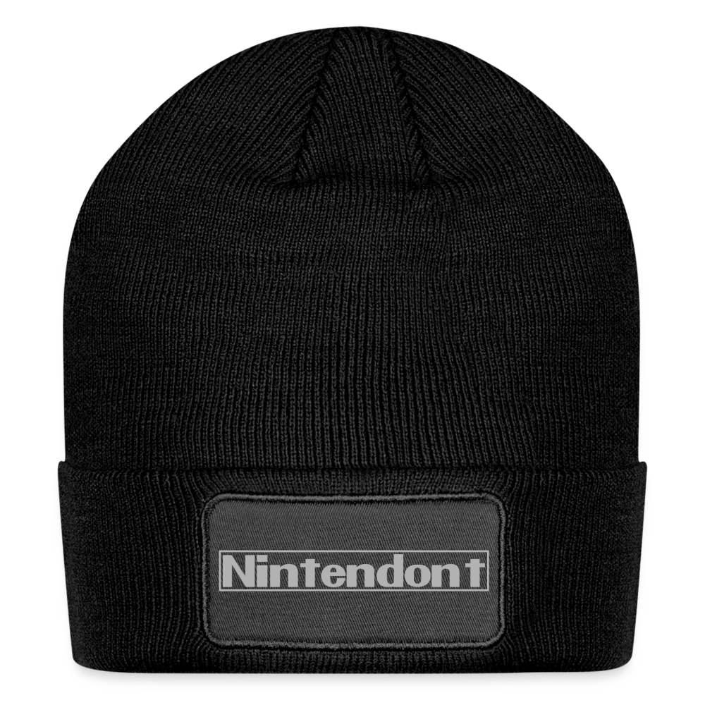 Nintendont funny parody Videogame Gift for Gamers Patch Beanie - black