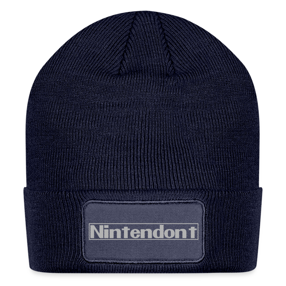 Nintendont funny parody Videogame Gift for Gamers Patch Beanie - navy