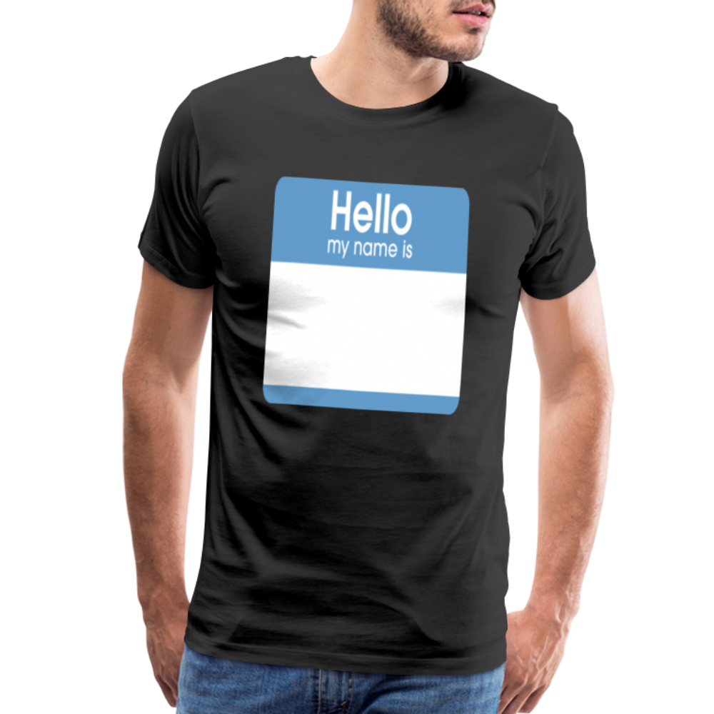 Hello My Name Is blue customizable template Men's Premium T-Shirt add your own photos, images, designs, quotes, texts, and more - black