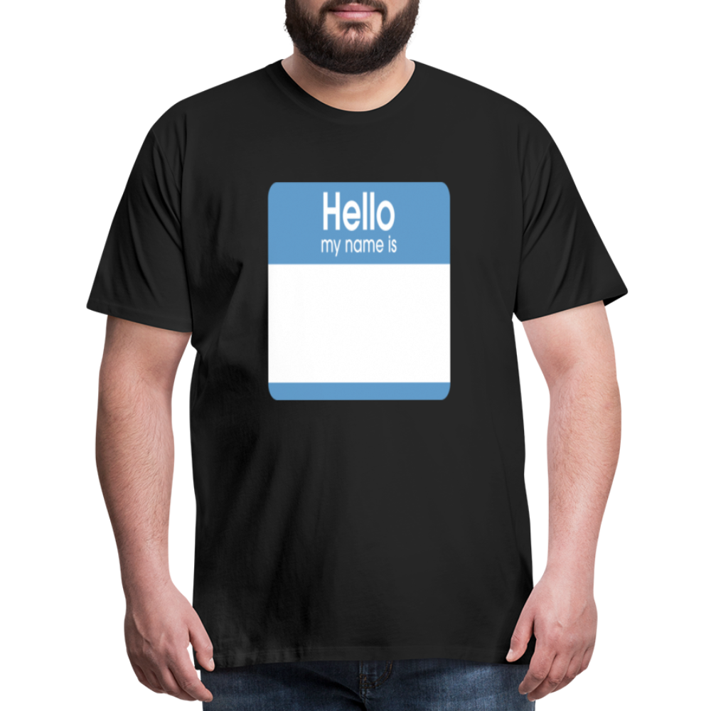 Hello My Name Is blue customizable template Men's Premium T-Shirt add your own photos, images, designs, quotes, texts, and more - black