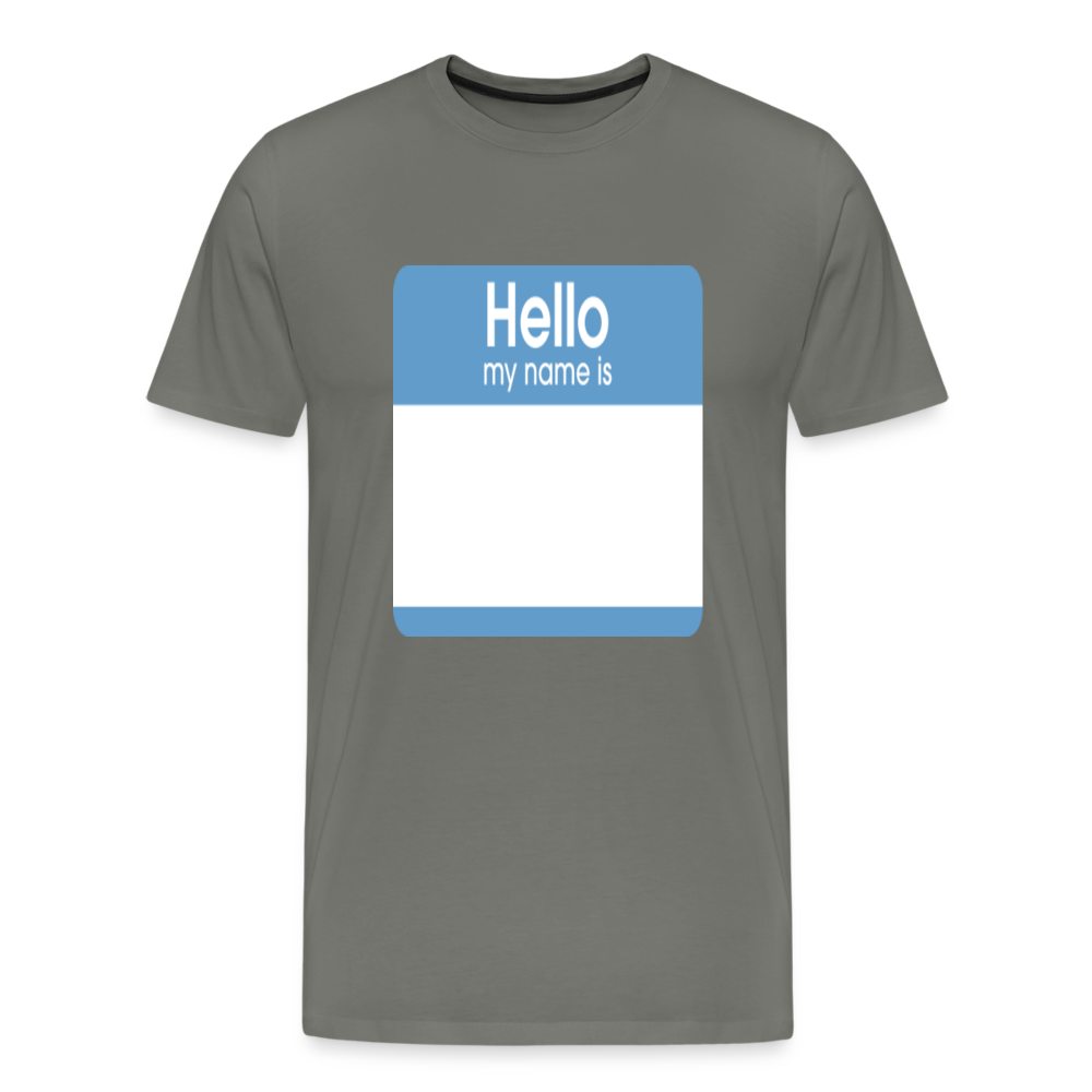 Hello My Name Is blue customizable template Men's Premium T-Shirt add your own photos, images, designs, quotes, texts, and more - asphalt gray