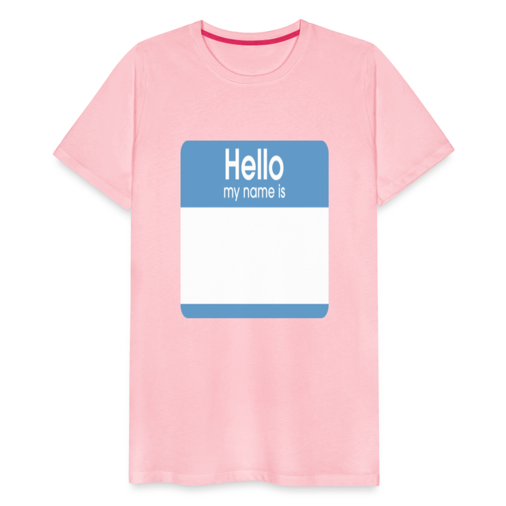 Hello My Name Is blue customizable template Men's Premium T-Shirt add your own photos, images, designs, quotes, texts, and more - pink