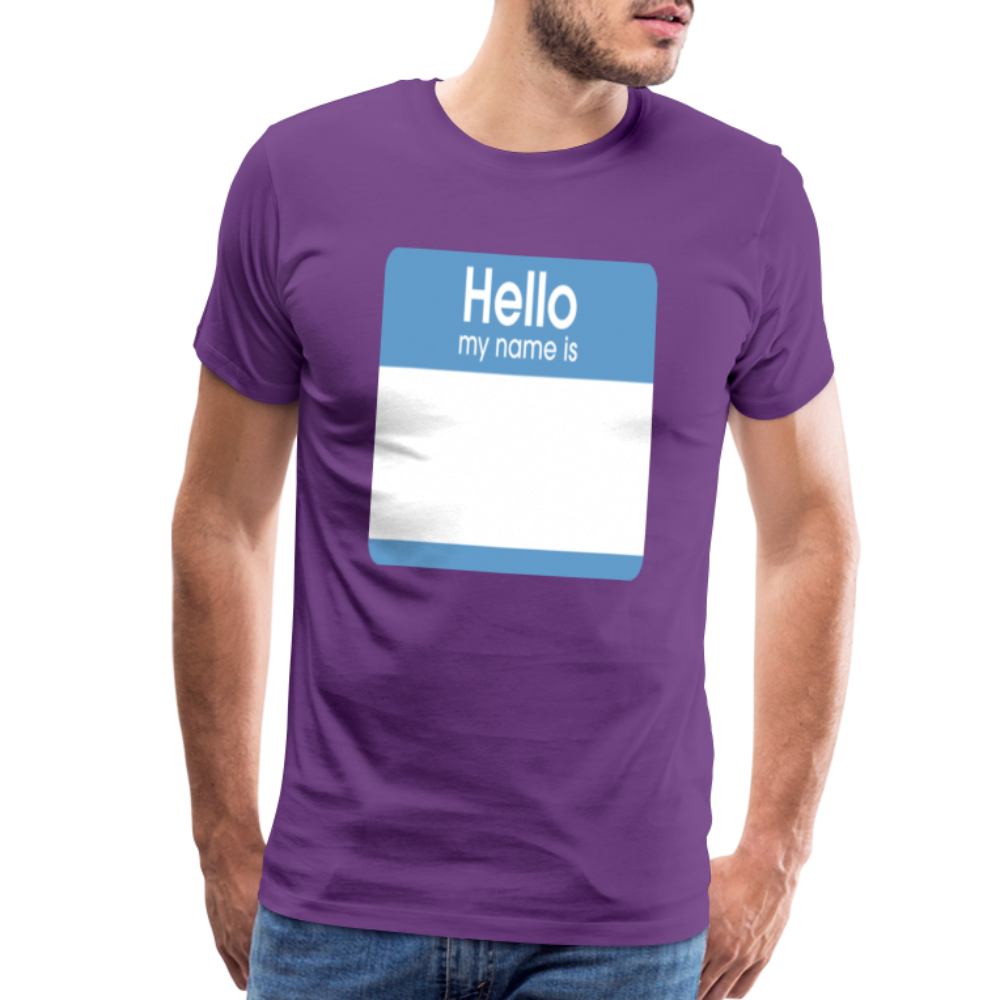 Hello My Name Is blue customizable template Men's Premium T-Shirt add your own photos, images, designs, quotes, texts, and more - purple