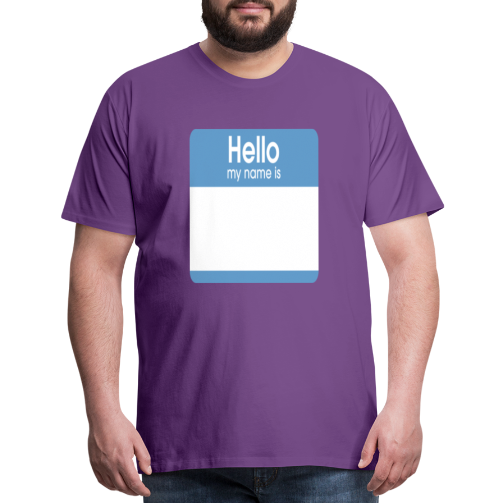 Hello My Name Is blue customizable template Men's Premium T-Shirt add your own photos, images, designs, quotes, texts, and more - purple