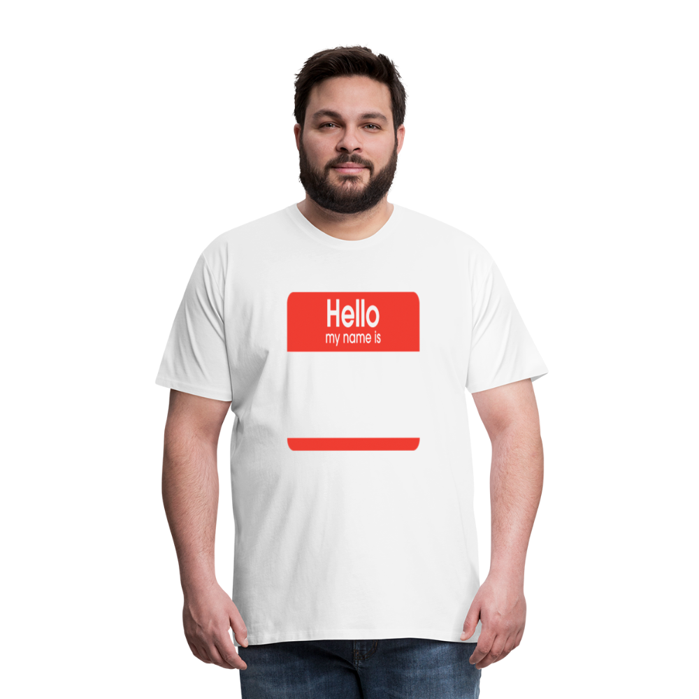 Hello My Name Is Red customizable template Men's Premium T-Shirt add your own photos, images, designs, quotes, texts, and more - white