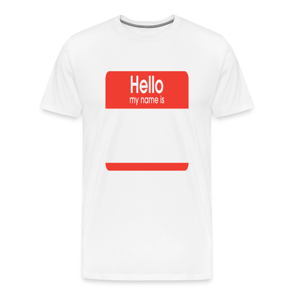 Hello My Name Is Red customizable template Men's Premium T-Shirt add your own photos, images, designs, quotes, texts, and more - white