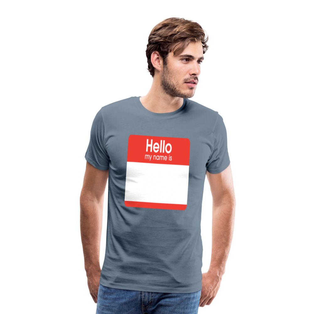Hello My Name Is Red customizable template Men's Premium T-Shirt add your own photos, images, designs, quotes, texts, and more - steel blue