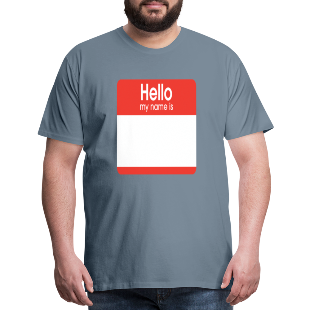 Hello My Name Is Red customizable template Men's Premium T-Shirt add your own photos, images, designs, quotes, texts, and more - steel blue